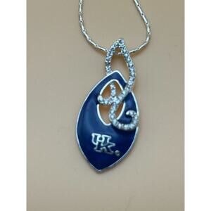 18” University of Kentucky Necklace with Blue Enamel and Rhinestone Pendant